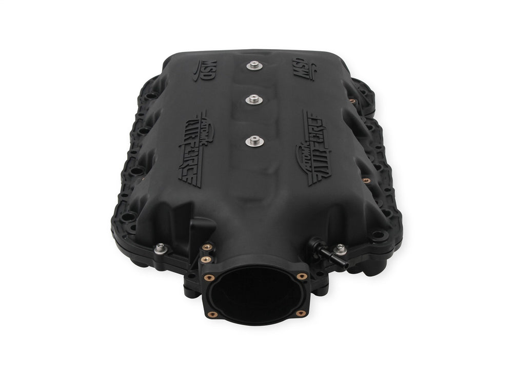 MSD Atomic Airforce Intake Manifold; Upper; 103mm Throttle Body Bore; Polymer; Black w/Solid Black Logos;