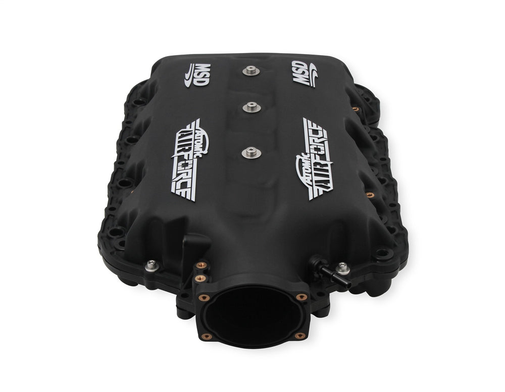 MSD Atomic Airforce Intake Manifold; Upper; 103mm Throttle Body Bore; Polymer; Black w/Gray Logos;