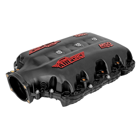 MSD Atomic Airforce Intake Manifold; Upper; 103mm Throttle Body Bore; Polymer; Black w/Red Logos;