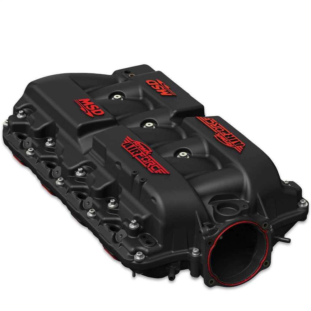 MSD Atomic Airforce Intake Manifold; Upper; 103mm Throttle Body Bore; Polymer; Black w/Red Logos;