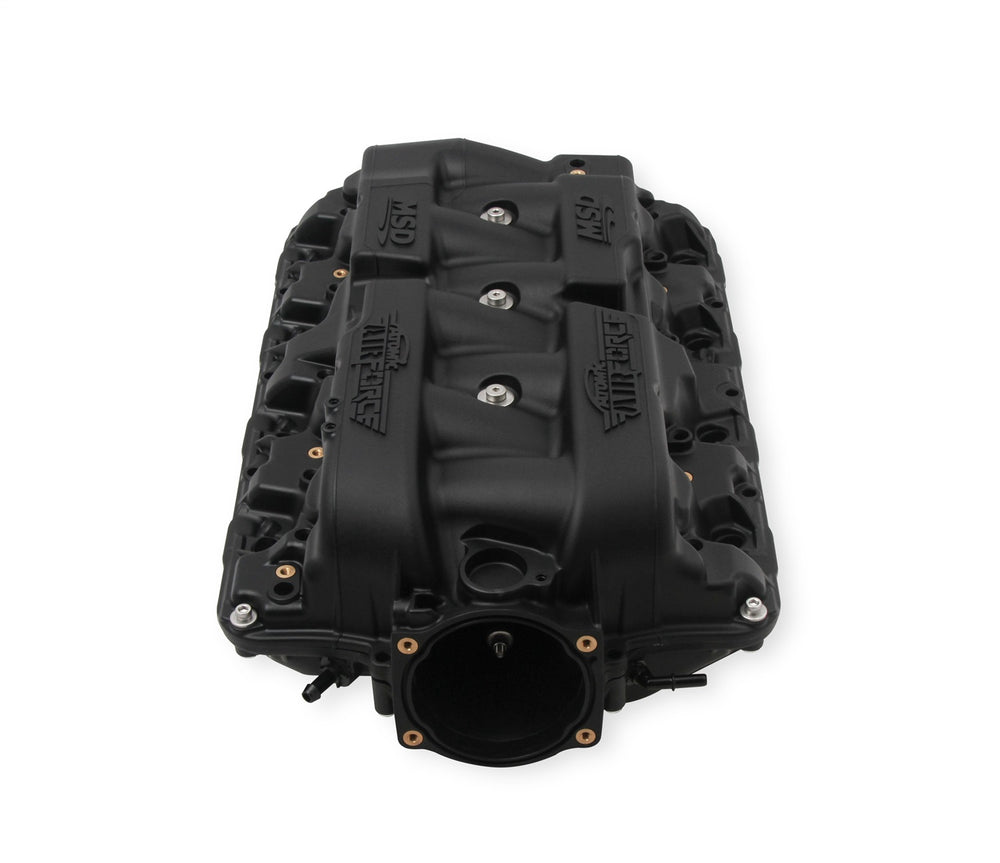 MSD Atomic Airforce Intake Manifold; Upper; 103mm Throttle Body Bore; Polymer; Black w/Solid Black Logos;