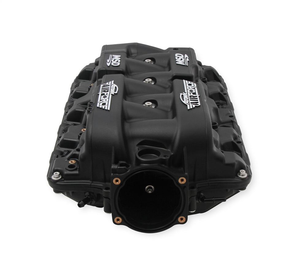 MSD Atomic Airforce Intake Manifold; Upper; 103mm Throttle Body Bore; Polymer; Black w/Gray Logos;