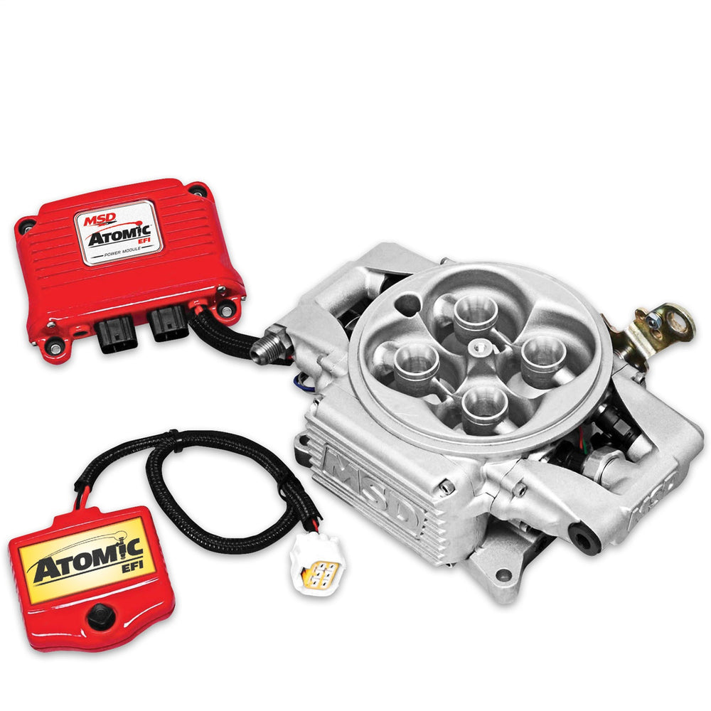 MSD Atomic EFI Basic Kit Throttle Body; Carburetor Replacement Upgrade To EFI TBI [Basic Kit]; Incl. Throttle Body/Power Module/Wide Band O2 Sensor/Harnesses/Handheld Programmer;