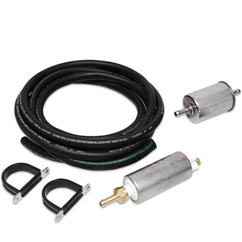 MSD Atomic EFI Fuel Pump Kit; Incl. Pulse Width Modulated Fuel Pump/Pre-Filter/Post-Filter/15 ft. 3/8  in. Fuel Line/Mounting Hardware; For Engines Up To 525 hp;