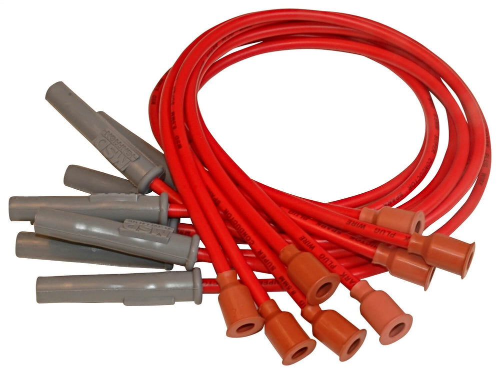 MSD Custom Spark Plug Wire Set; 8.5mm; For Use On Engines w/Socket Boots; OEM Cut; Red Jacket;