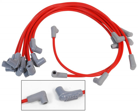 MSD Custom Spark Plug Wire Set; 8.5mm; Red; Custom Fit OEM Wires; 90 Degree Boots;