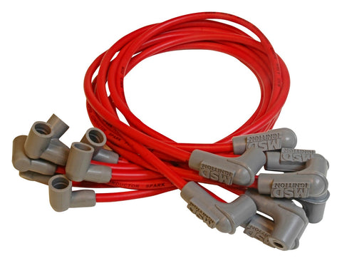 MSD Custom Spark Plug Wire Set; 8.5mm; Red; Fits Chevy Small Block Engines; Socket Style Distributor Cap;