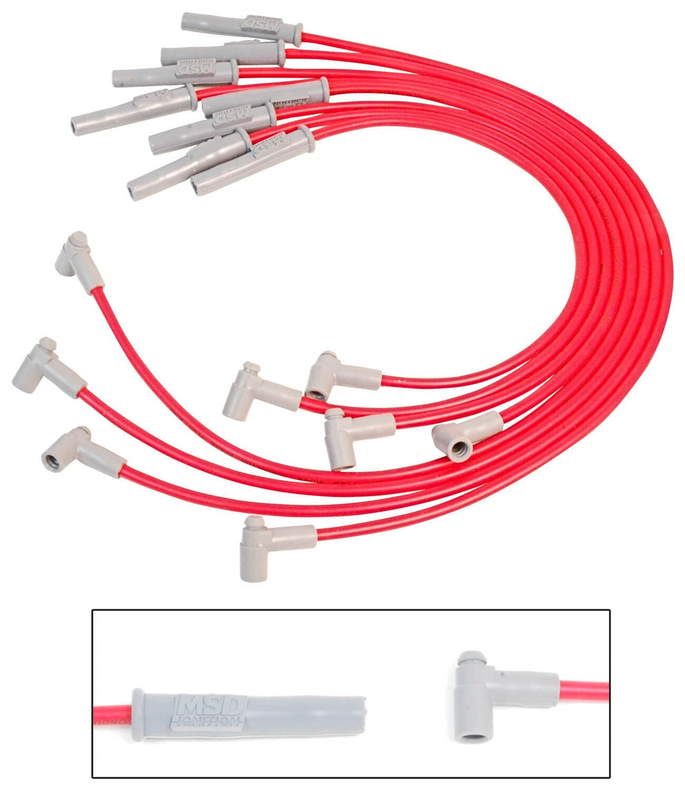 MSD Custom Spark Plug Wire Set; 8.5mm; Red; Fits Chevy Big Block Engines; HEI Boot;