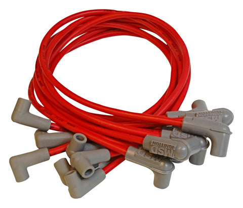 MSD Custom Spark Plug Wire Set; 8.5mm; Red; w/HEI; 90 Degree Boots;