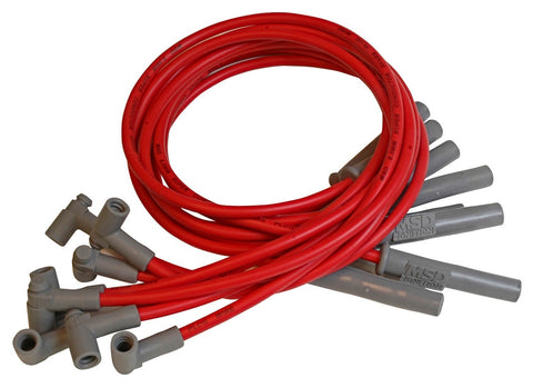 MSD Custom Spark Plug Wire Set; 8.5mm; Red; Fits Chrysler w/HEI MSD Distributor; OEM Cut;