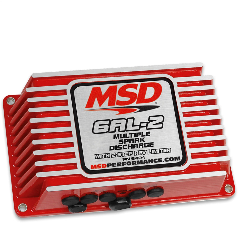 MSD 6AL-2 Series Multiple Spark Ignition Controller; w/2-Step Limiter; 4/6/8 Cylinder; Red;