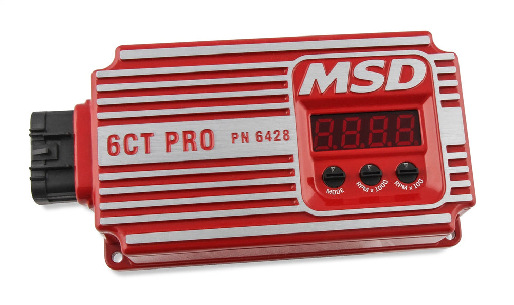 MSD 6CT PRO Circle Track Ignition Controller; Built-In Start Retard; 0/10/20 Deg. Increments; LED Display; For 4/6/8 Cyl. Eng.; Single Plug-In Connector; Quick Reset High RPM Recall;