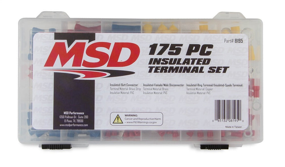 MSD MSD Insulated Terminal Connector Kit; 175 Piece; Incl. Butt Connectors/Female And Male Disconnectors/Ring Terminals/Spade Terminals; Fits Wire Sizes 10-22 AWG;