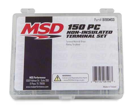 MSD MSD Non-Insulated Connector Kit; 150 Piece; Incl. Butt Connectors/Female And Male Disconnectors/Ring Terminals/Spade Terminals; Fits Wire Sizes 14-22 AWG;