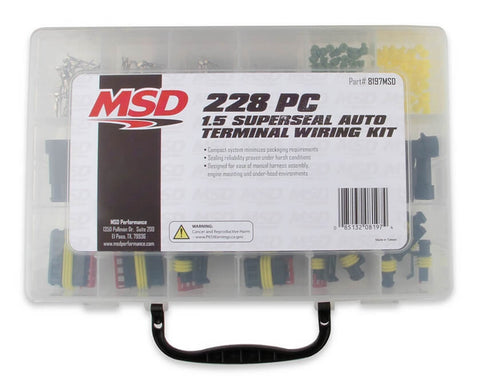 MSD MSD Superseal Connector Kit; 228 Piece; Incl. Assorted Male And Female Terminals/1/2/3/4/5/6 Cavity Receptacles [Male/Female Housing]/1.0 And 1.4 Wire Seals;