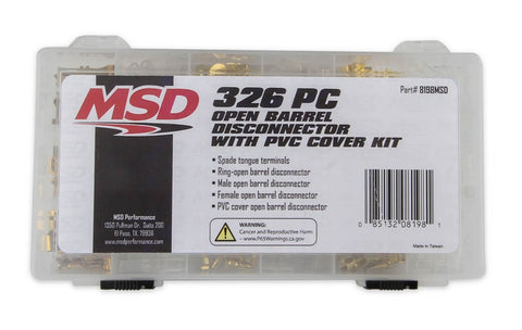 MSD MSD Open Barrel Connector Kit; 326 Piece; Incl. Female/Male/Ring/Spade/PVC Cover Disconnectors; Fits Wire Sizes 12-22 AWG;