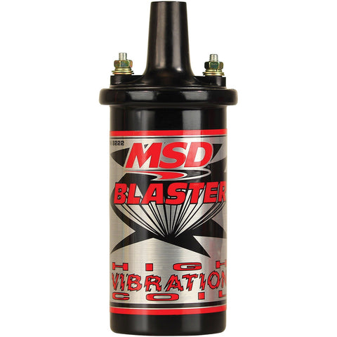 MSD Blaster High Vibration Ignition Coil; 8 mH Inductance; 45000 Max Voltage; 140 MA Peak Current; 350 uS Spark Duration; 100L1 Turns Ratio; Black;