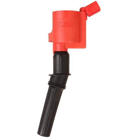 MSD Blaster-2 Coil-On-Plug Direct Ignition Coil; 1.56 mH Inductance; 33000 Max Voltage; 0.72 mS Spark Duration; 42.7 mJ Spark Energy; 80-1 Turns Ratio; Red; Single;