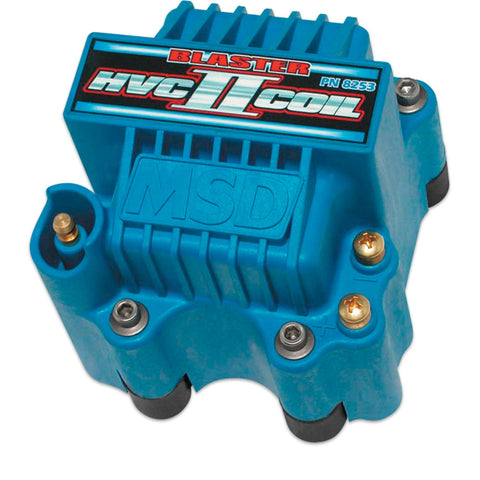 MSD Blaster HVC-2 6 Series Ignition Coil; 3.5 mH Inductance; 44000 Max Voltage; 450 mA Peak Current; 450 uS Spark Duration; 100:1 Turns Ratio; Blue;