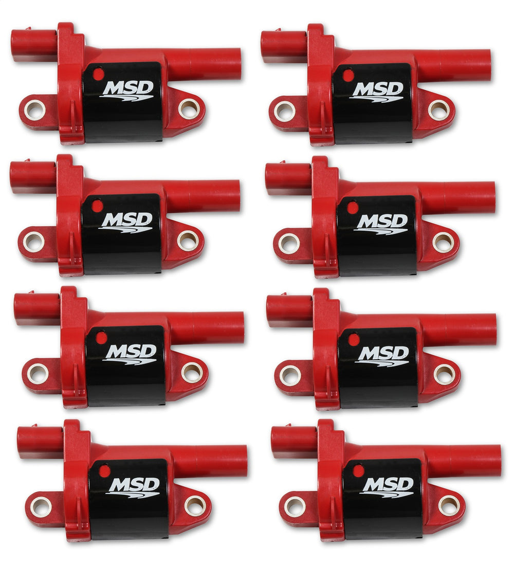 MSD Blaster Gen V Direct Ignition Coil Set; Direct Replacement; Round; Red; 8-Pk;