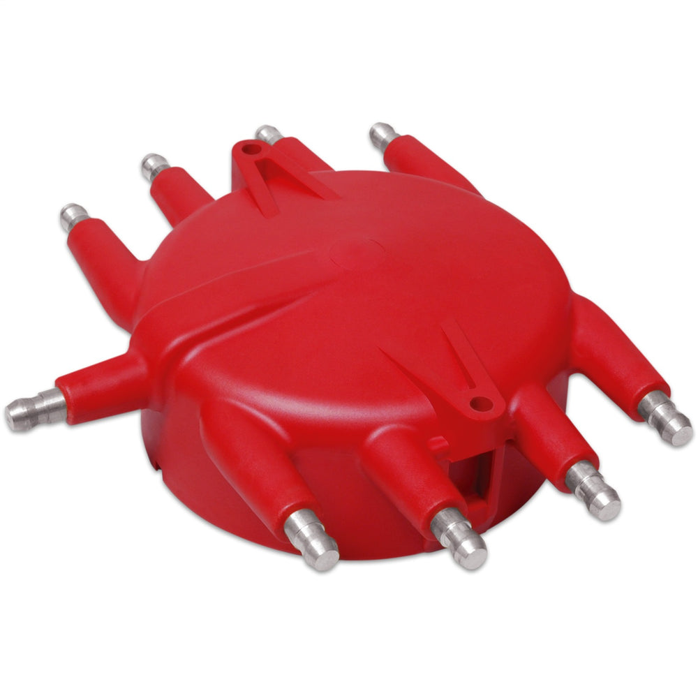 MSD Crab Cab Distributor Cap; Fits Low Profile Crank Trigger Distributors PN[84891/8486/8489]; Spark Plug Style Terminals; Red;