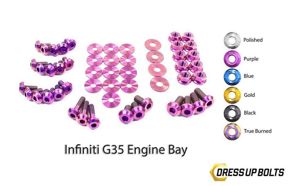 Infiniti G35 Coupe and Sedan (2003-2007) V35 Titanium Dress Up Bolts Engine Bay Kit - DressUpBolts.com