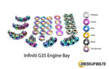 Infiniti G35 Coupe and Sedan (2003-2007) V35 Titanium Dress Up Bolts Engine Bay Kit - DressUpBolts.com