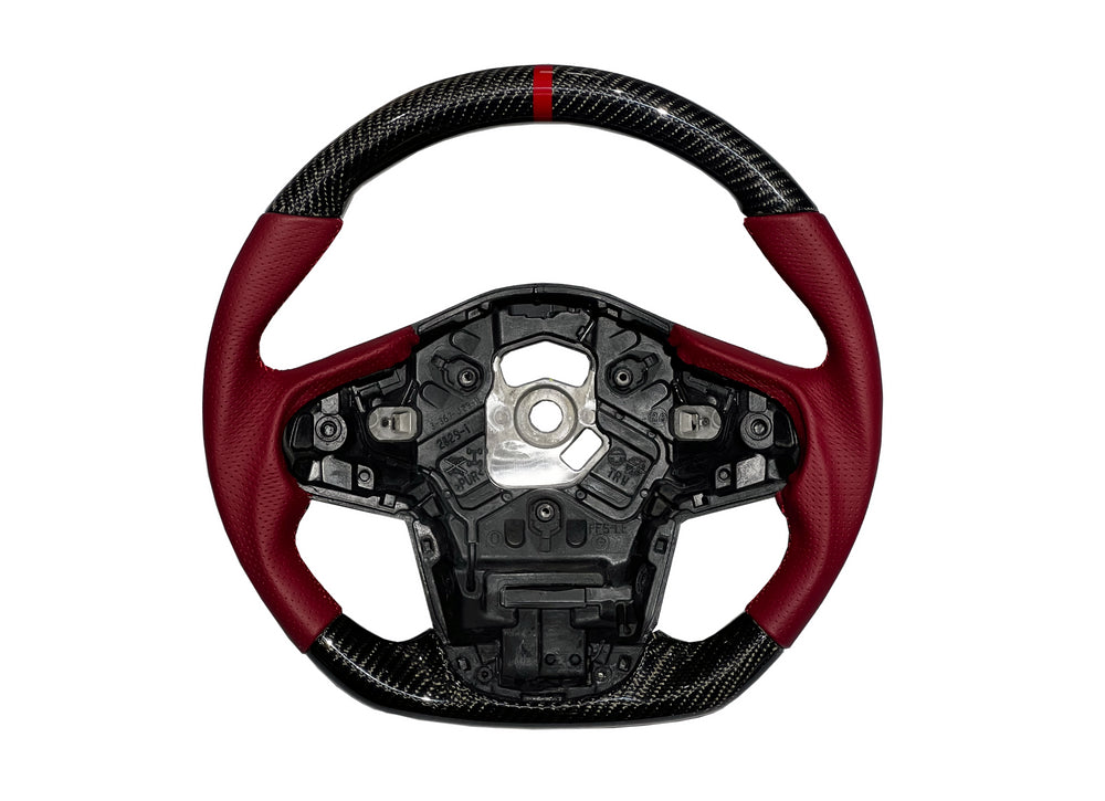 Supra 2020+ Carbon Fiber Red Leather Steering Wheel-Gloss