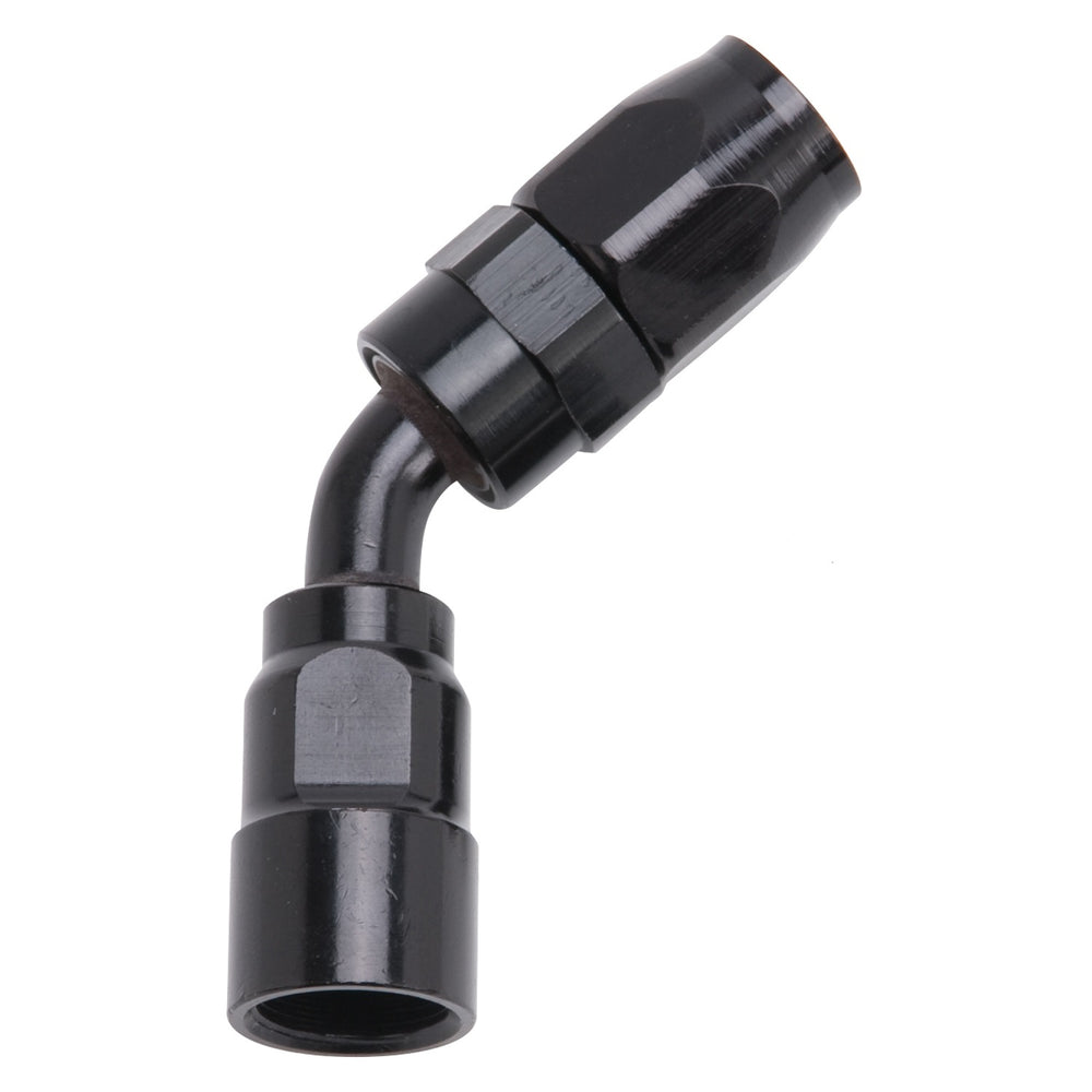 Russell FULL FLOW SWIVEL HOSE END 45 DEG-8 AN ALL BLK FINISH