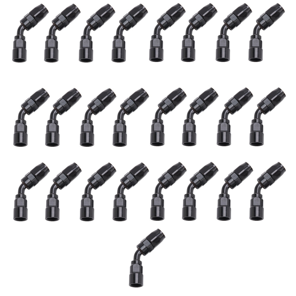 Russell FULL FLOW SWIVEL HOSE END. 45deg.-8 AN. PROCLASSIC II FINISH. BULK PACKAGE OF 25.