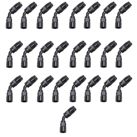 Russell FULL FLOW SWIVEL HOSE END. 45deg.-8 AN. PROCLASSIC II FINISH. BULK PACKAGE OF 25.