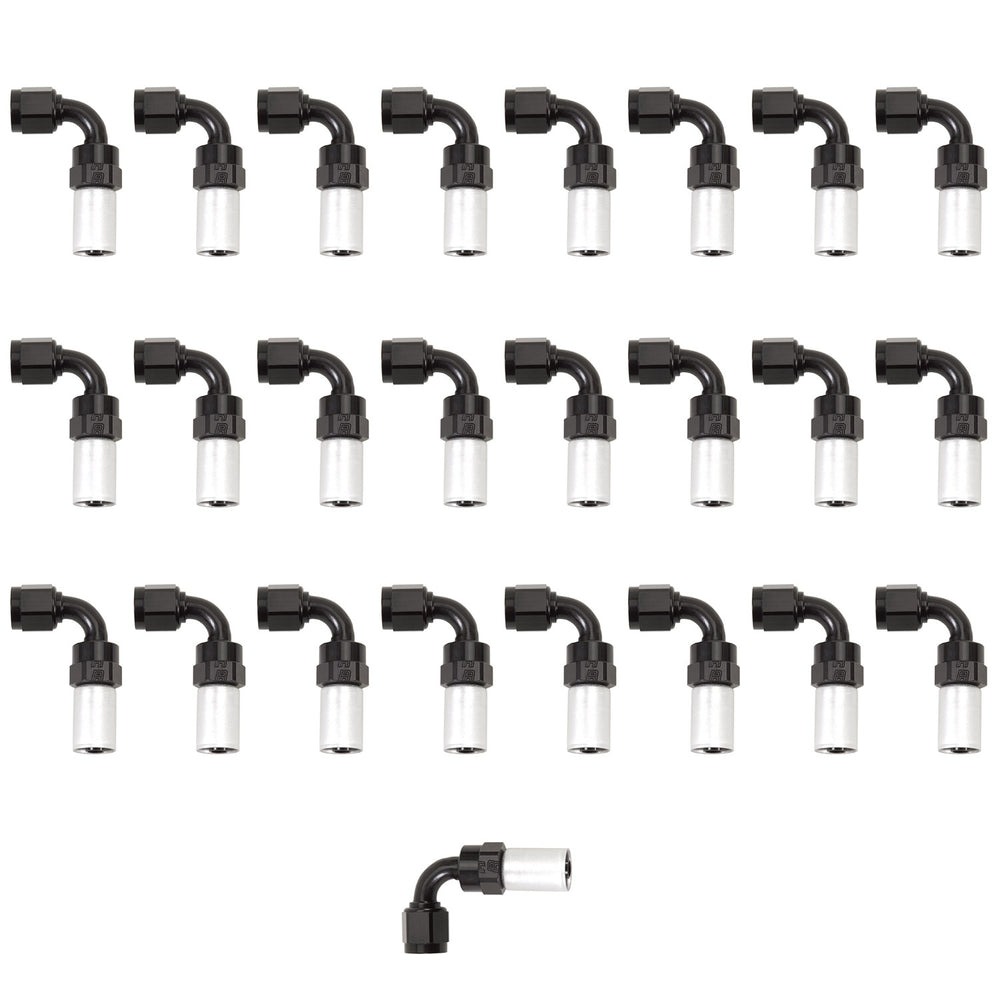 Russell HOSE END #4 CRIMP ON 90 DEG BLK/CLR (BULK PKG OF 25)