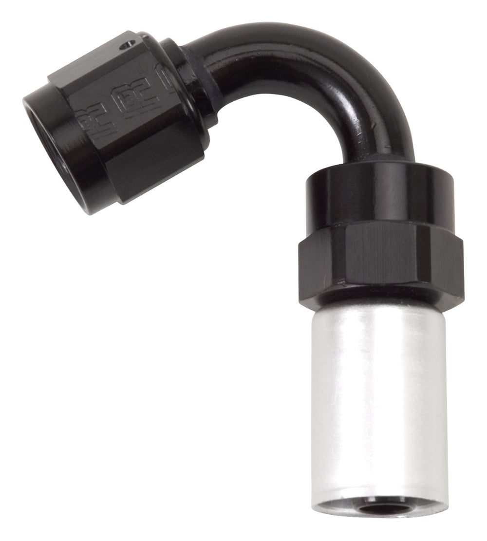 Russell HOSE END #8 CRIMP ON SWIVEL 120 DEG BLK/CLR