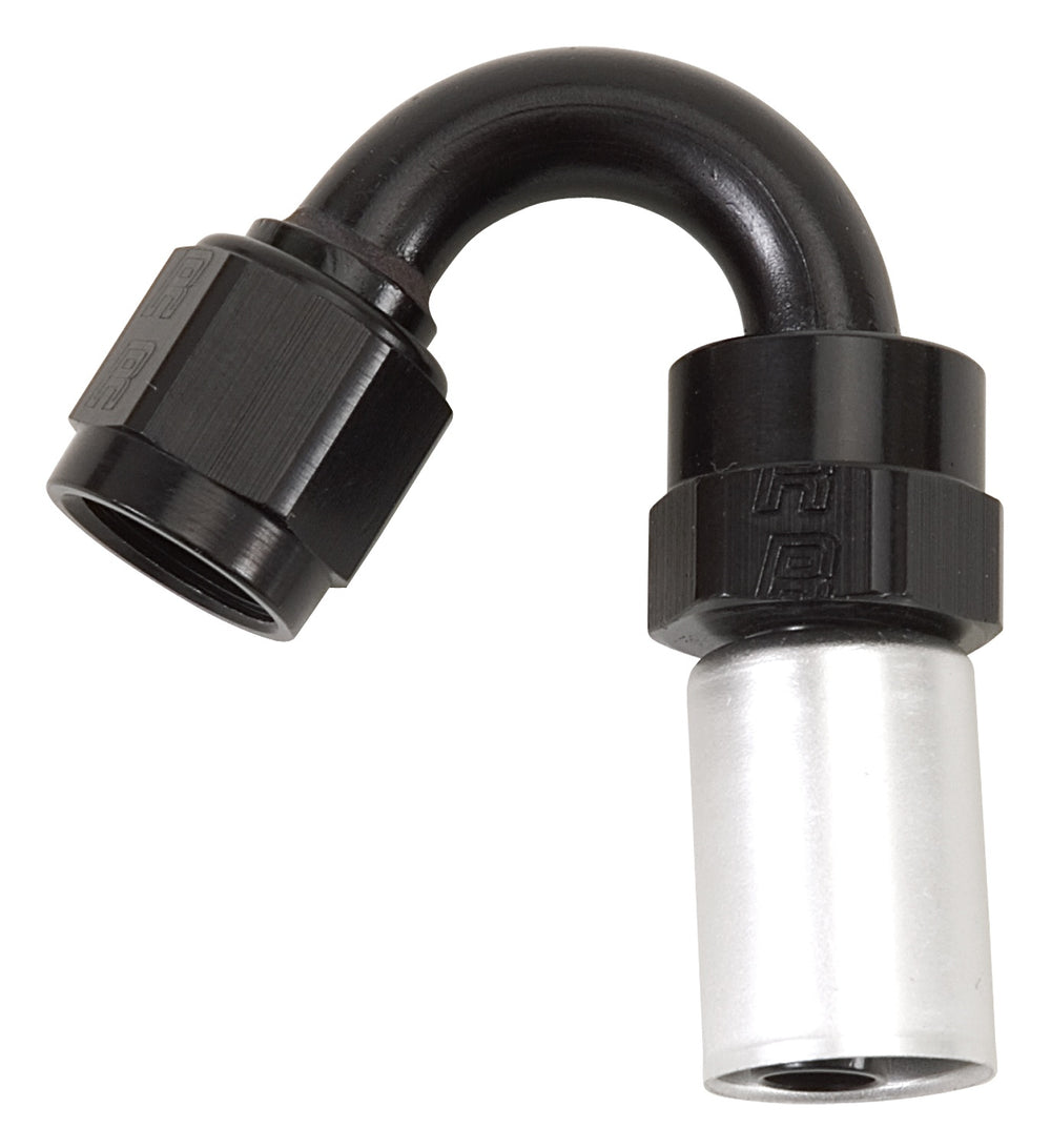 Russell HOSE END #8 CRIMP ON SWIVEL 150 DEG BLK/CLR