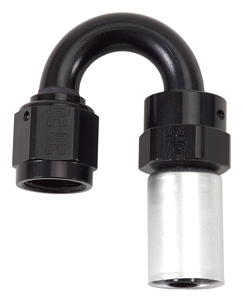 Russell HOSE END #8 CRIMP ON SWIVEL 180 DEG BLK/CLR