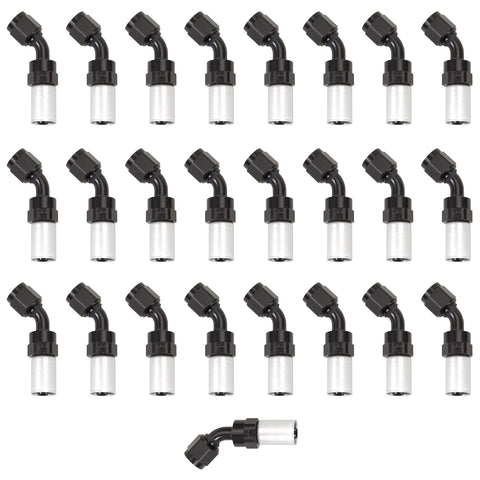 Russell HOSE END #10 CRIMP ON SWIVEL 45 DEG BLK/CLR (BULK PKG OF 25)