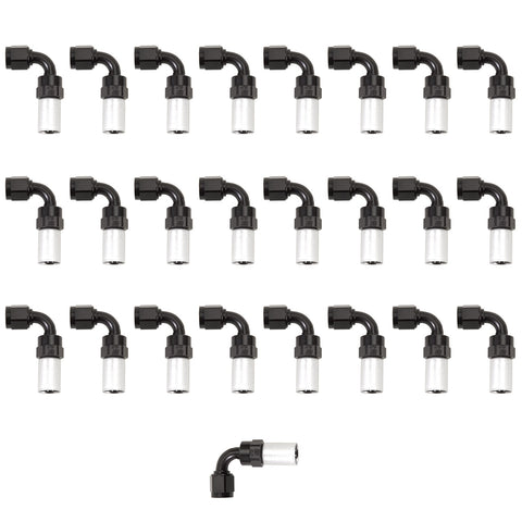 Russell HOSE END #12 CRIMP ON SWIVEL 90 DEG BLK/CLR (BULK PKG OF 25)