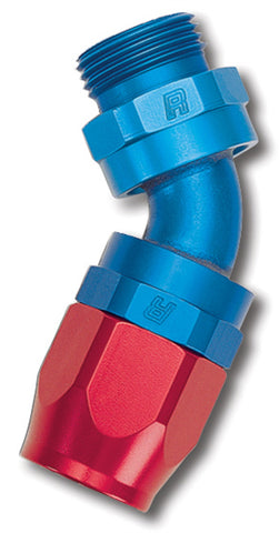 Russell HOSE END #6 HOSE TO #6 RADIUS INLET PORT 45 DEG RED/BLUE