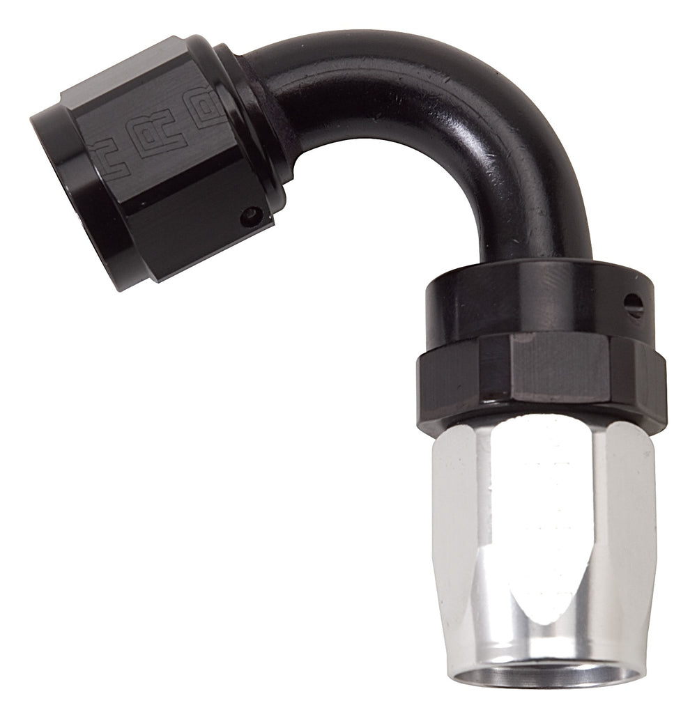 Russell HOSE END #6 AN SWIVEL 120 DEG TIGHT RADIUS CLR/BLK ANODIZED
