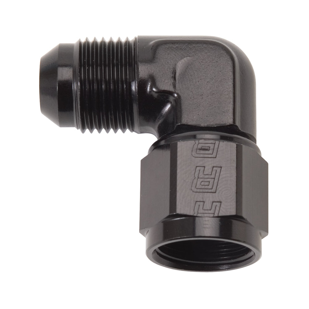 Russell ADAPTER FITTING #6 AN FEMALE SWIVEL TO #6 AN MALE 90 DEG ELBOW BLK ANODIZED