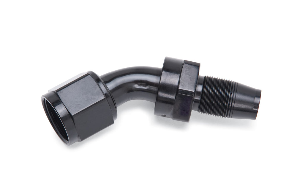 Russell -8 AN HOSE END WITHOUT SOCKET. 45deg. POLISHED AND BLACK ANODIZED.