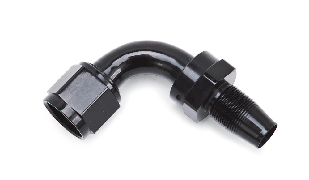 Russell -8 AN HOSE END WITHOUT SOCKET. 90deg. POLISHED AND BLACK ANODIZED.