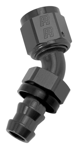 Russell HOSE END TWIST LOK 45 DEG-6 BLK ANODIZED