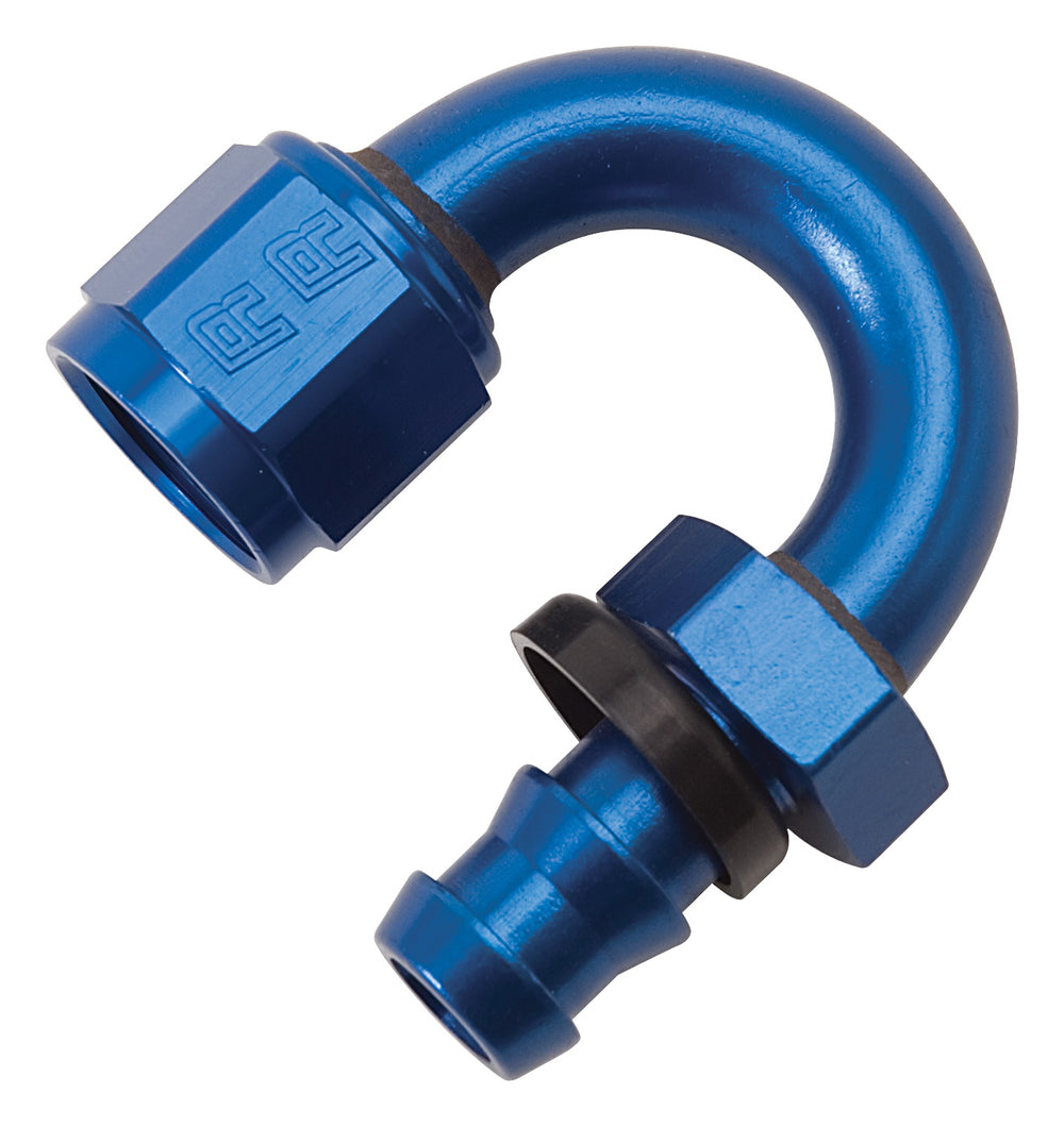 Russell TWIST LOK HOSE END TIGHT RADIUS #6 180 DEGREE ANODIZED