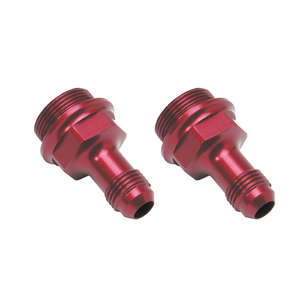 Russell ADAPTER FITTING 7/8in.-20 X #6 AN MALE FLARE EXTENDED CARB FITTING W/REDUCED HEX RED ANODIZED