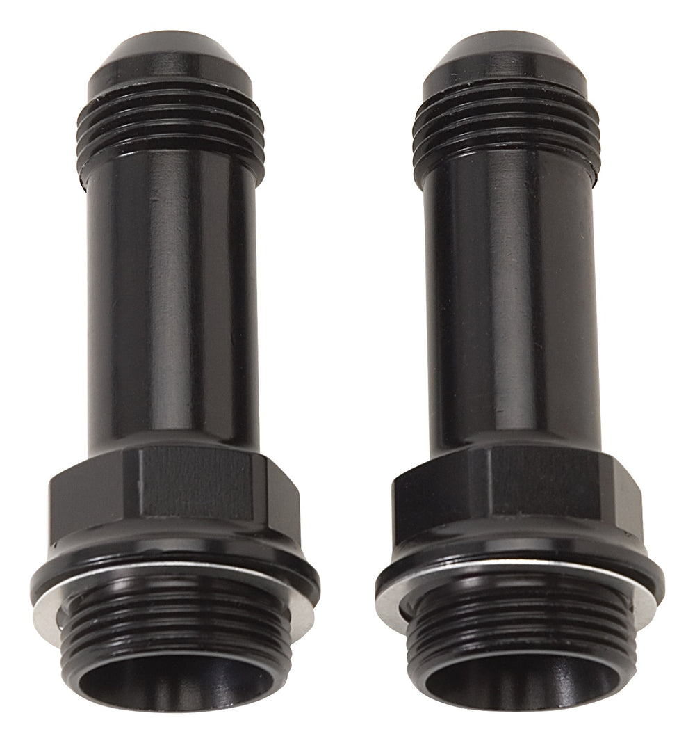 Russell ADAPTER FITTING 7/8in.-20 X #6 AN MALE FLARE EXTENDED CARB FITTING W/REDUCED HEX BLK ANODIZED