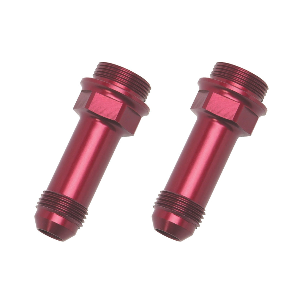Russell ADAPTER FITTING 7/8in.-20 X #8 AN MALE FLARE EXTENDED CARB FITTING W/REDUCED HEX RED ANODIZED FINISH