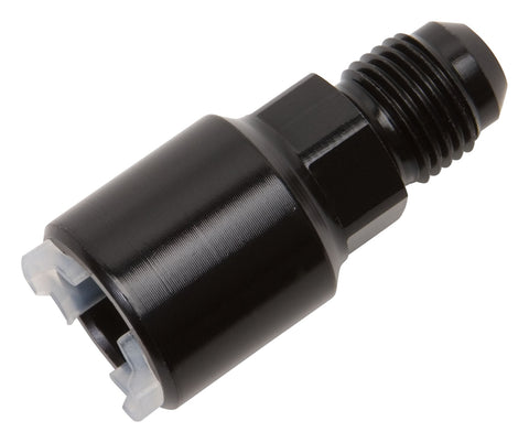 Russell EFI ADAPTER FITTING-6 AN MALE TO 3/8in. SAE QUICK DISCONNECT FEMALE BLK ANODIZED FINISH