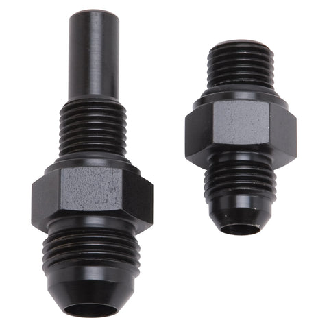 Russell ADAPTER FITTINGS. #6 AN TO 4L80 TRANSMISSION PORTS. TWO ADAPTER KIT. BLACK ZINC FINISH.