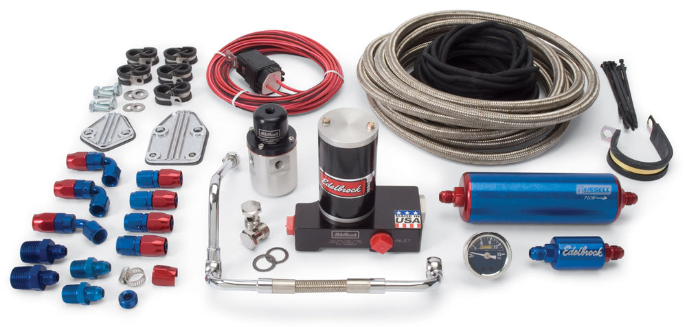 Russell COMPLETE CARB PLUMBING KIT DUAL FEED EDEL THUNDER SERIES AVS CARBS RED/BLUE FINISH - 641510